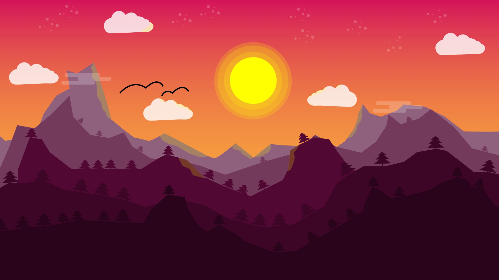 Serene mountain sunset